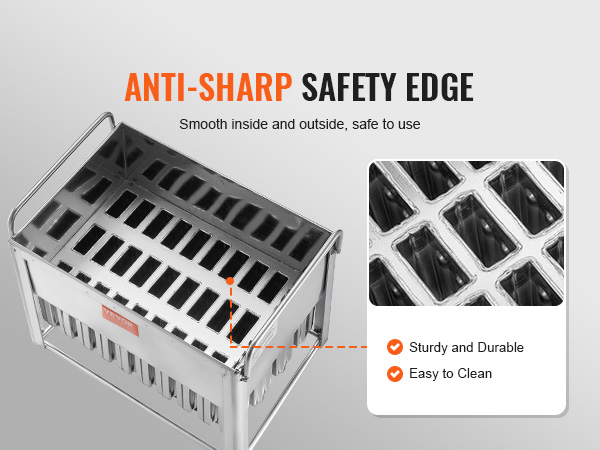 VEVOR stainless steel box with anti-sharp safety edge, sturdy, durable, and easy to clean.