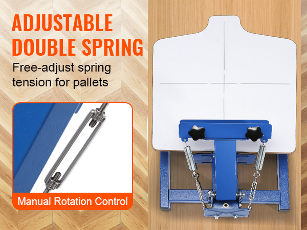 регулируемая двойная пружина на трафаретной печатной машине VEVOR с ручным управлением вращением и деревянным поддоном.