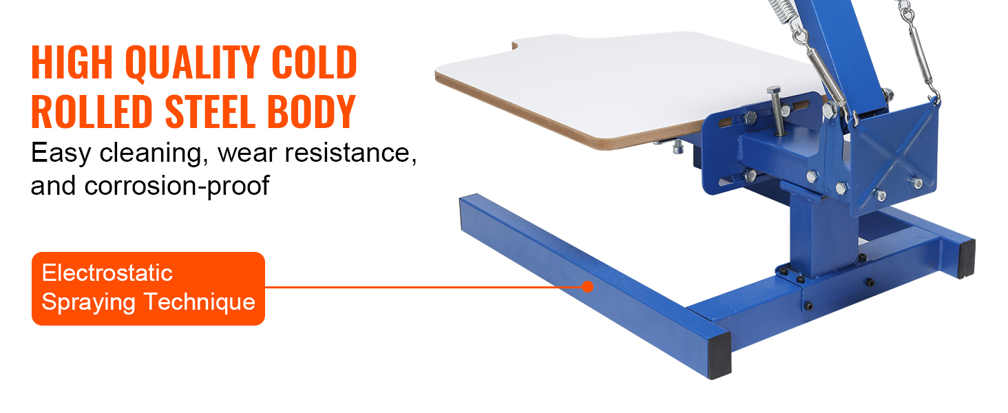 Трафаретная печатная машина VEVOR с высококачественным корпусом из холоднокатаной стали, легкой очисткой и износостойкостью.