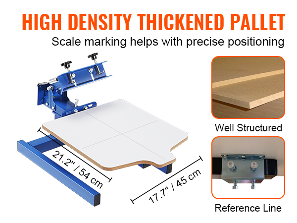утолщенный поддон высокой плотности для трафаретной печати VEVOR с маркировкой шкалы для точного позиционирования.