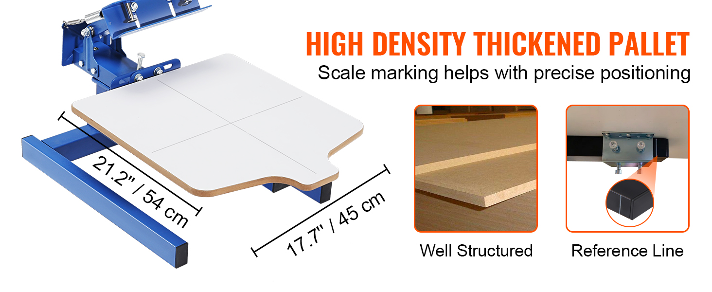 утолщенный поддон высокой плотности для трафаретной печати VEVOR с маркировкой шкалы для точного позиционирования.