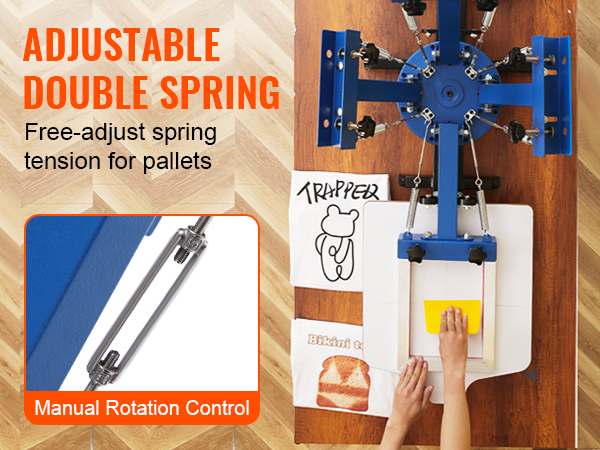 регулируемая двухпружинная трафаретная печатная машина VEVOR с ручным управлением вращением для различных весов поддонов.