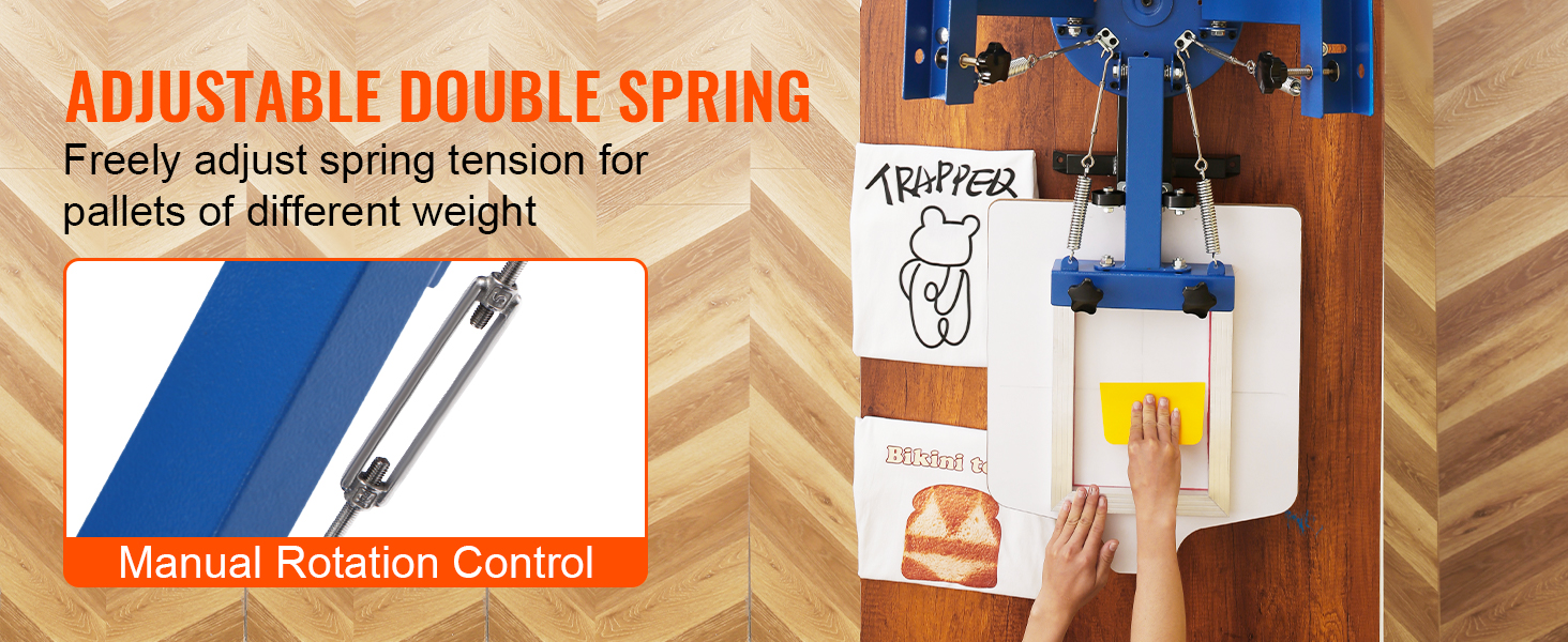 регулируемая двухпружинная трафаретная печатная машина VEVOR с ручным управлением вращением для различных весов поддонов.