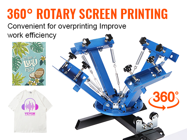 Вращающаяся на 360 ° машина для трафаретной печати VEVOR, футболка с логотипом VEVOR и принтом "let's have a luau".