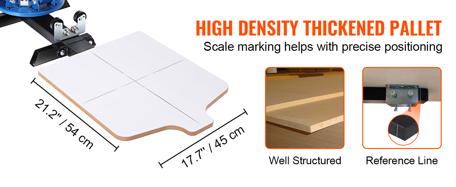 утолщенный поддон высокой плотности для трафаретной печати VEVOR с маркировкой шкалы для точного позиционирования.