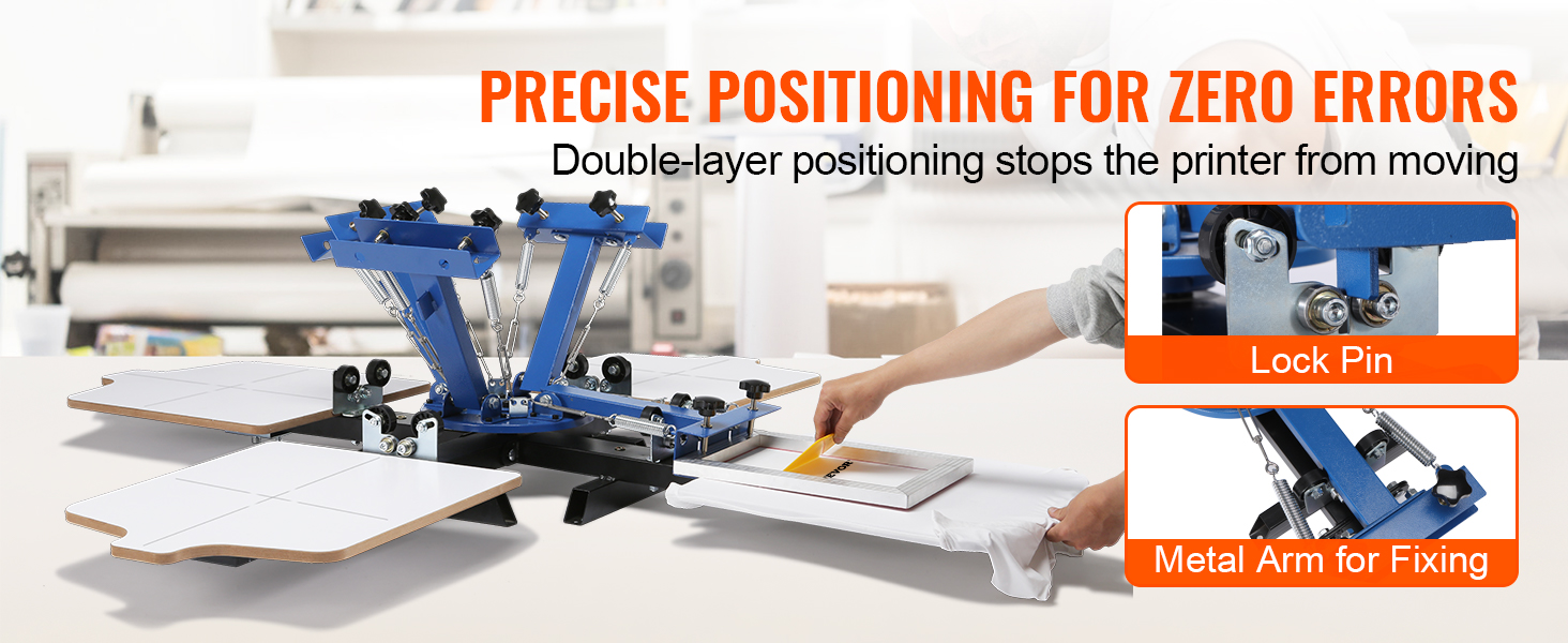 VEVOR sietspiedes iekārta ar precīzu pozicionēšanu, fiksācijas tapu un metāla sviru fiksēšanai.