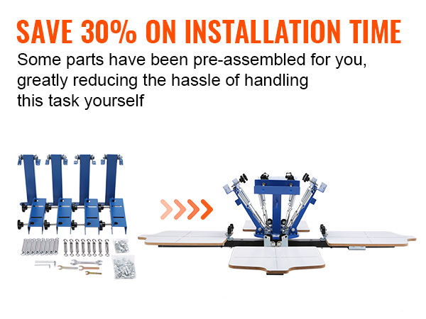 Ietaupiet 30% uz uzstādīšanas laiku, izmantojot VEVOR sietspiedes iekārtu ar iepriekš samontētām detaļām.