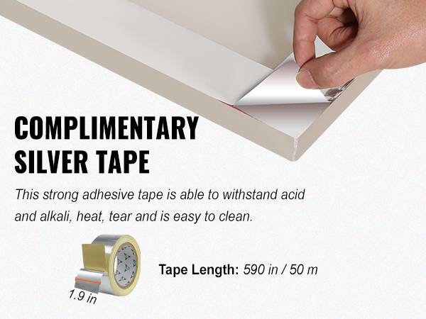hand applying silver adhesive tape with a length of 590 inches, labeled complimentary in the VEVOR screen printing kit.