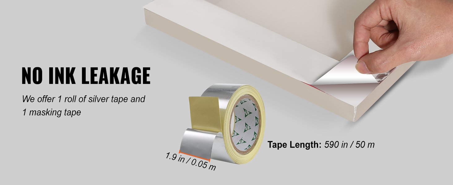 лента без протечек чернил входит в комплект для трафаретной печати VEVOR для надежной герметизации, размер 1,9 дюйма x 590 дюймов.