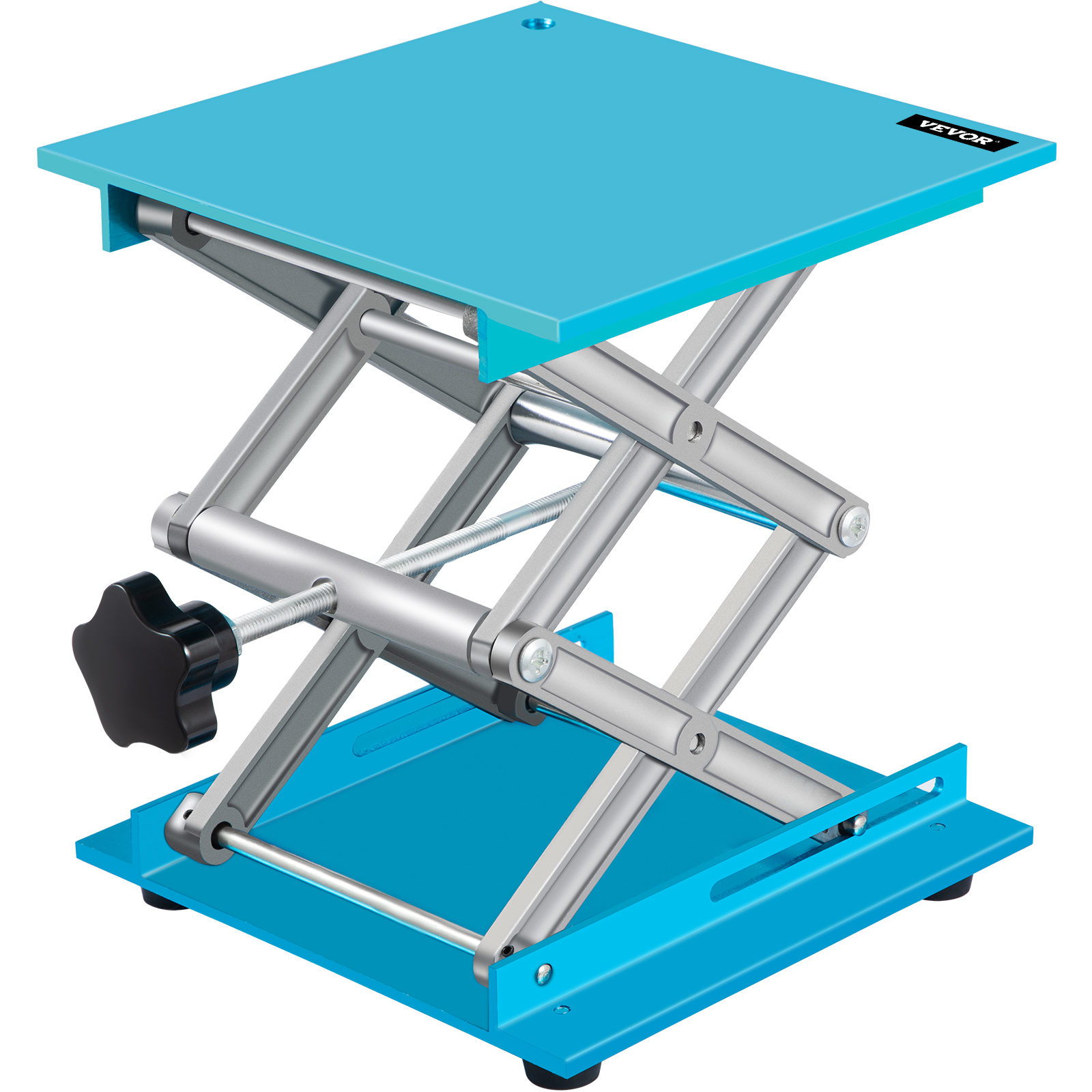 blue VEVOR lab jack stand with adjustable height and metal construction.