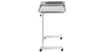 stainless steel VEVOR lab cart with wheels and adjustable height.