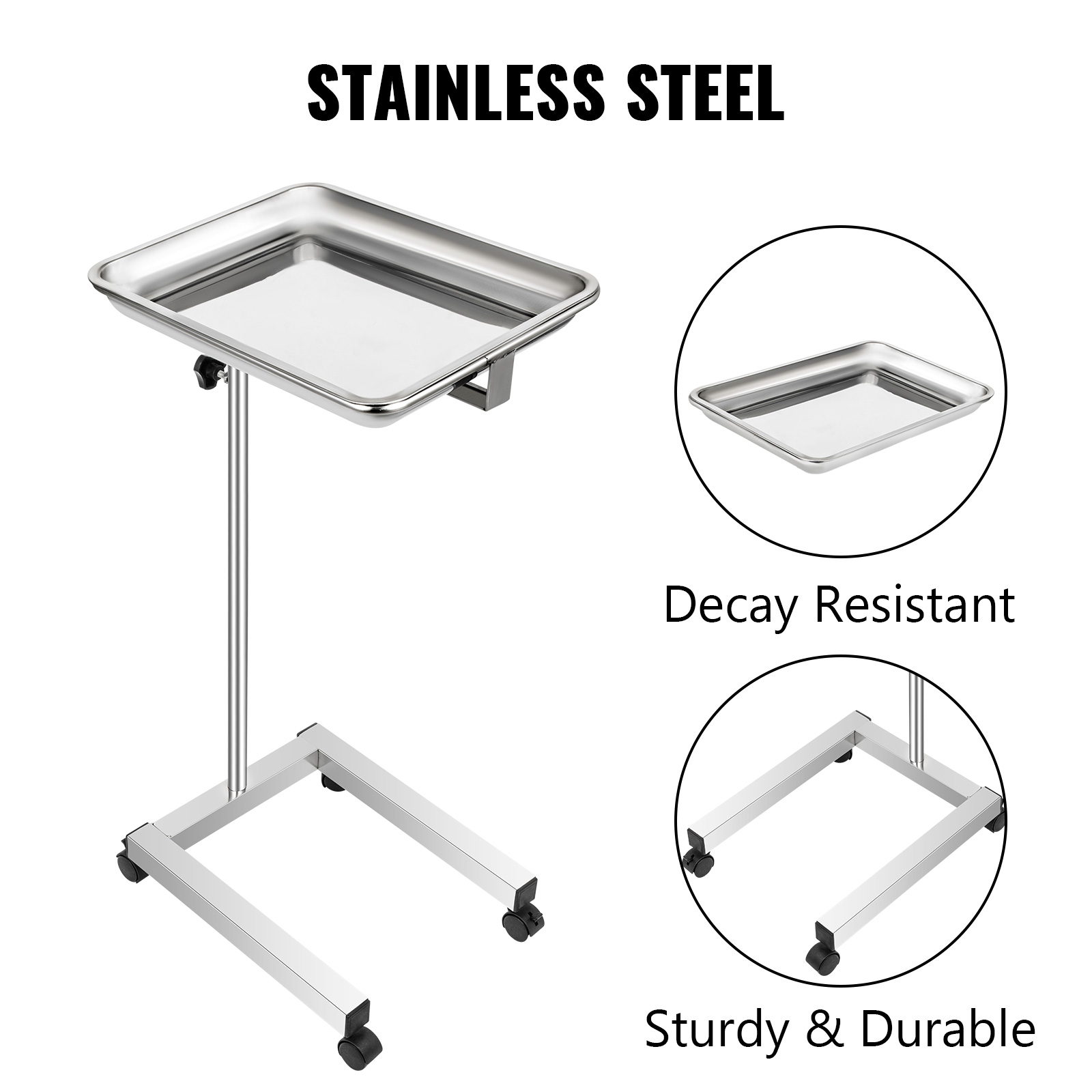 VEVOR lab cart with stainless steel, decay resistant, sturdy & durable.