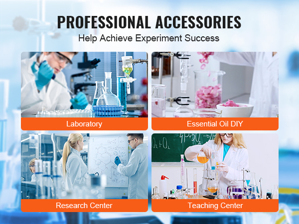 profesionāli piederumi laboratorijai, ēterisko eļļu diy, pētniecības centram, mācību centram ar VEVOR laboratorijas destilācijas komplektu.