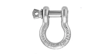 heavy-duty metal shackle with screw pin for VEVOR ratchet binders in a silver finish.