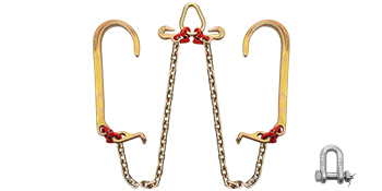VEVOR v bridle chain with two large hooks and sturdy chain links, includes shackle.
