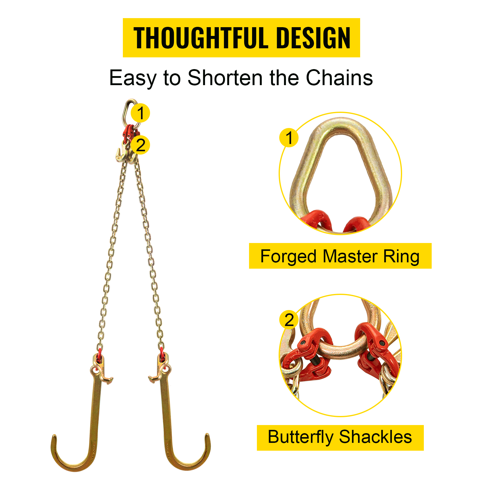 VEVOR v bridle chain with forged master ring and butterfly shackles.
