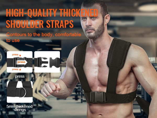 high-quality thickened shoulder straps for VEVOR weight training sled. contoured and comfortable fit.