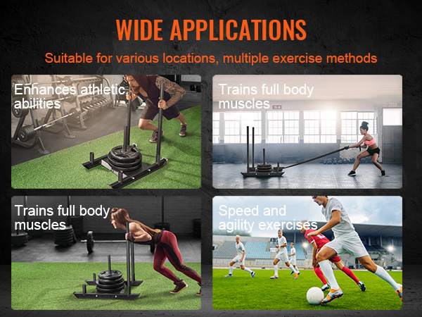 VEVOR weight training sled for athletic training, muscle building, fat reduction, and agility workouts.