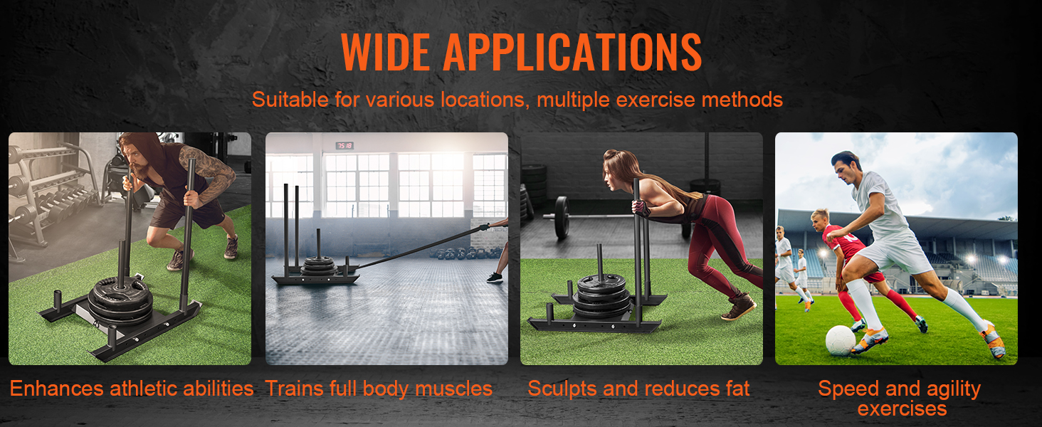 VEVOR weight training sled for athletic training, muscle building, fat reduction, and agility workouts.