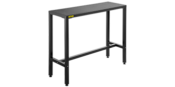 black rectangular VEVOR outdoor bar table with sturdy metal frame and four legs.