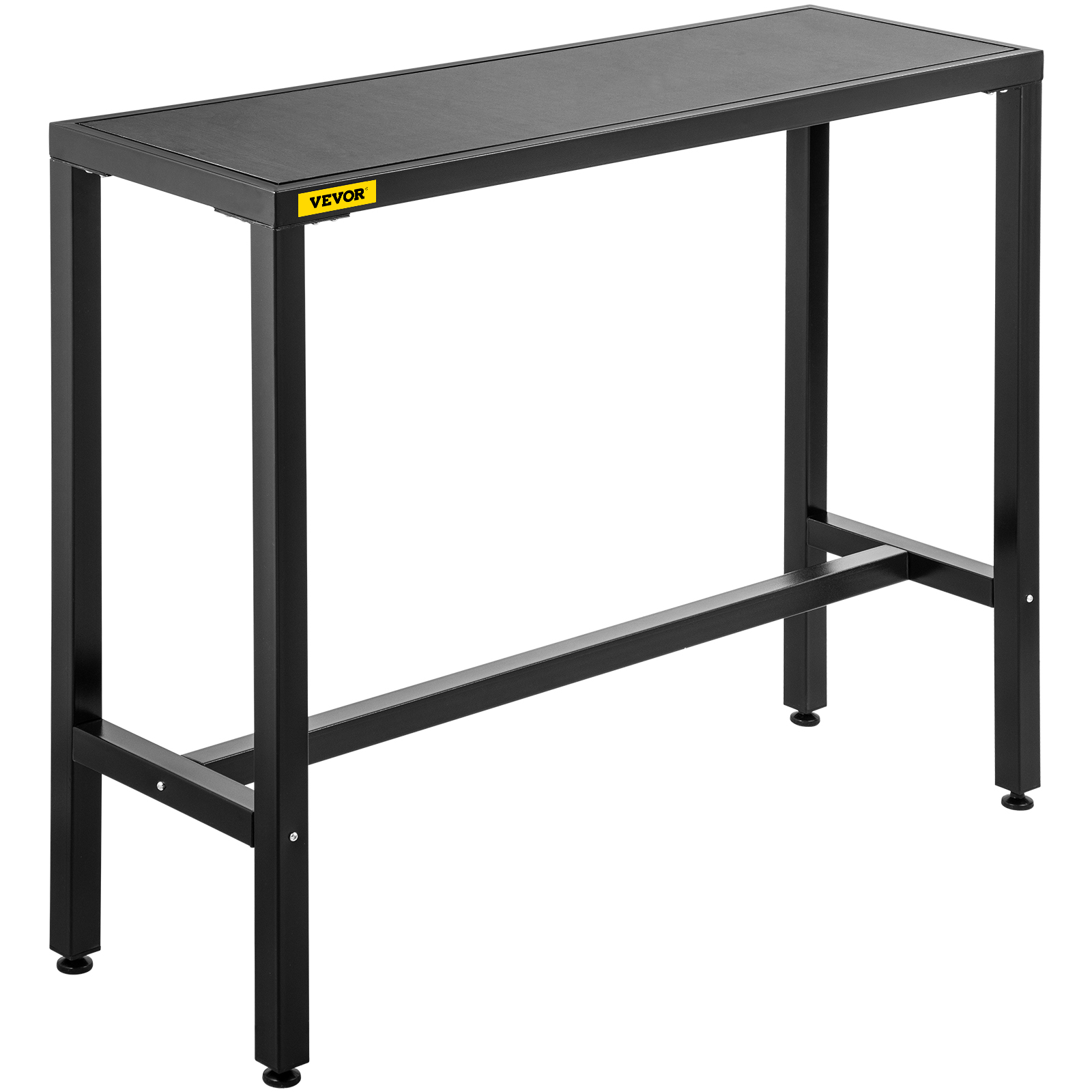 VEVOR outdoor bar table with black metal frame and simple, sleek design.