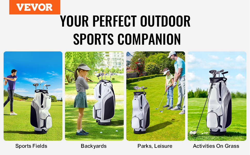 VEVOR golf cart bag: ideal for sports fields, backyards, parks, leisure, and activities on grass.