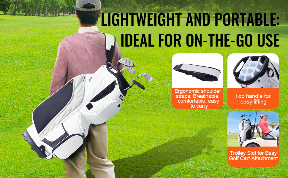 lightweight VEVOR golf cart bag with ergonomic straps and top handle, ideal for easy, portable use.