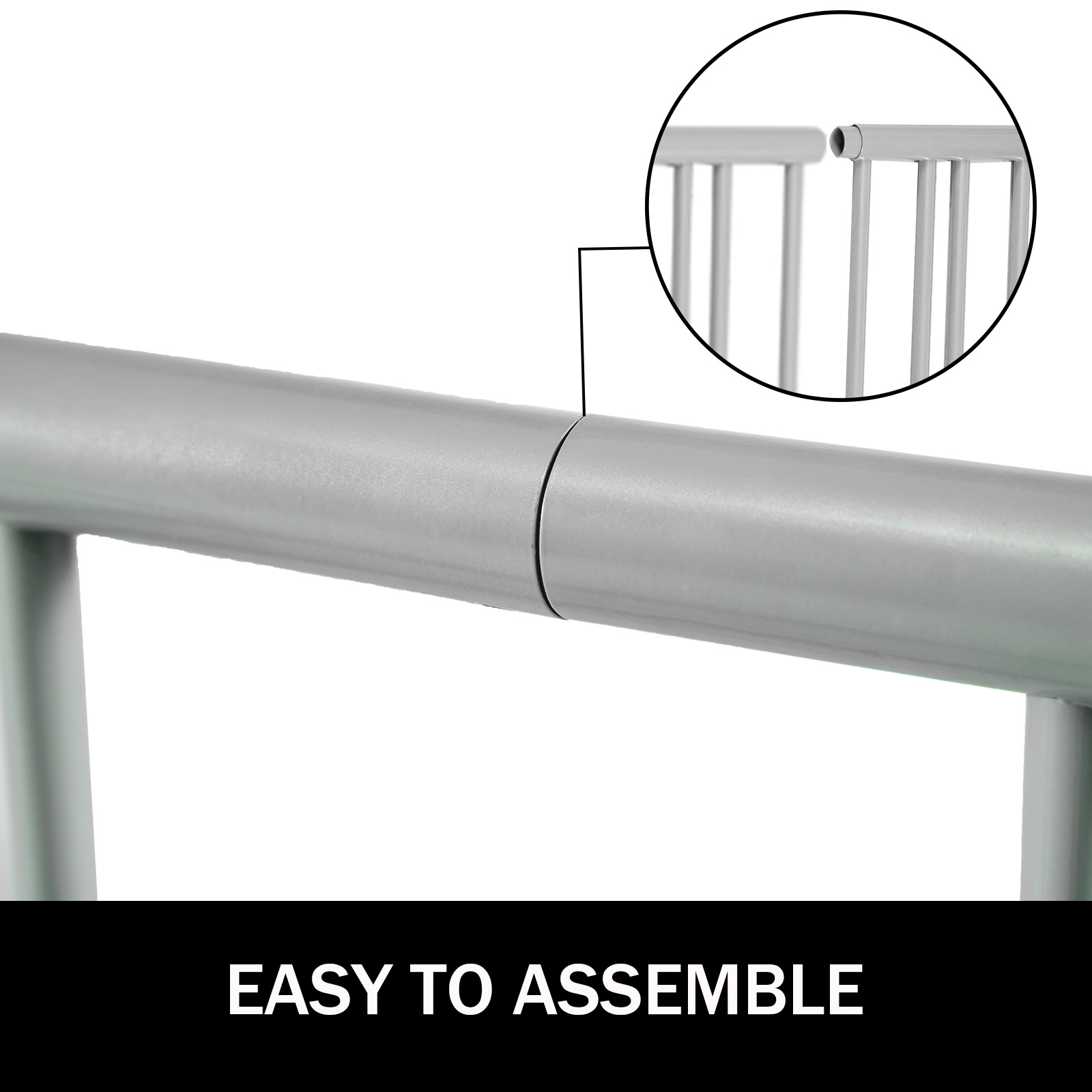 VEVOR bike rack connection detail, highlighting easy assembly, with a close-up of the joining mechanism.