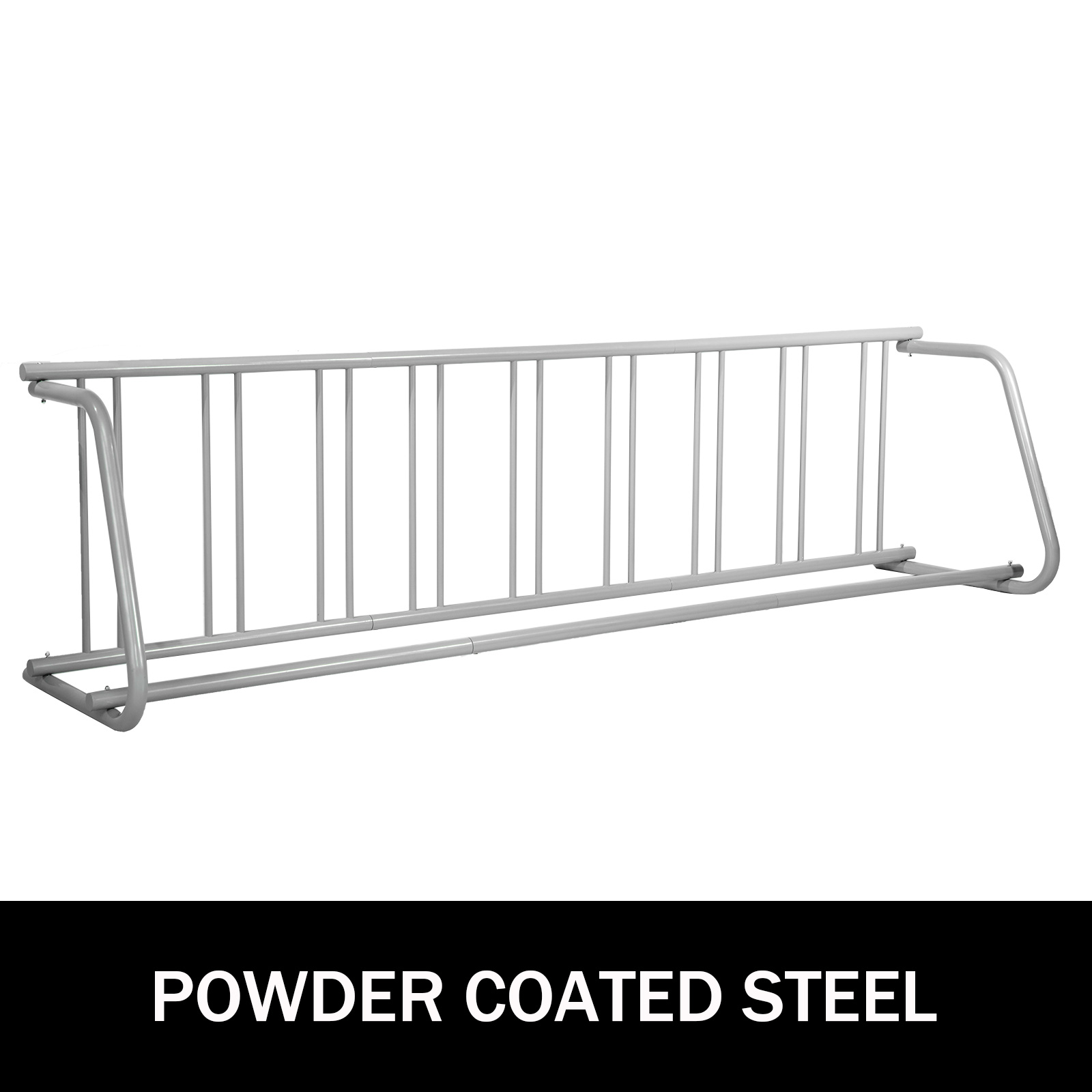 VEVOR bike rack in powder-coated steel, multi-slot, minimalist design.