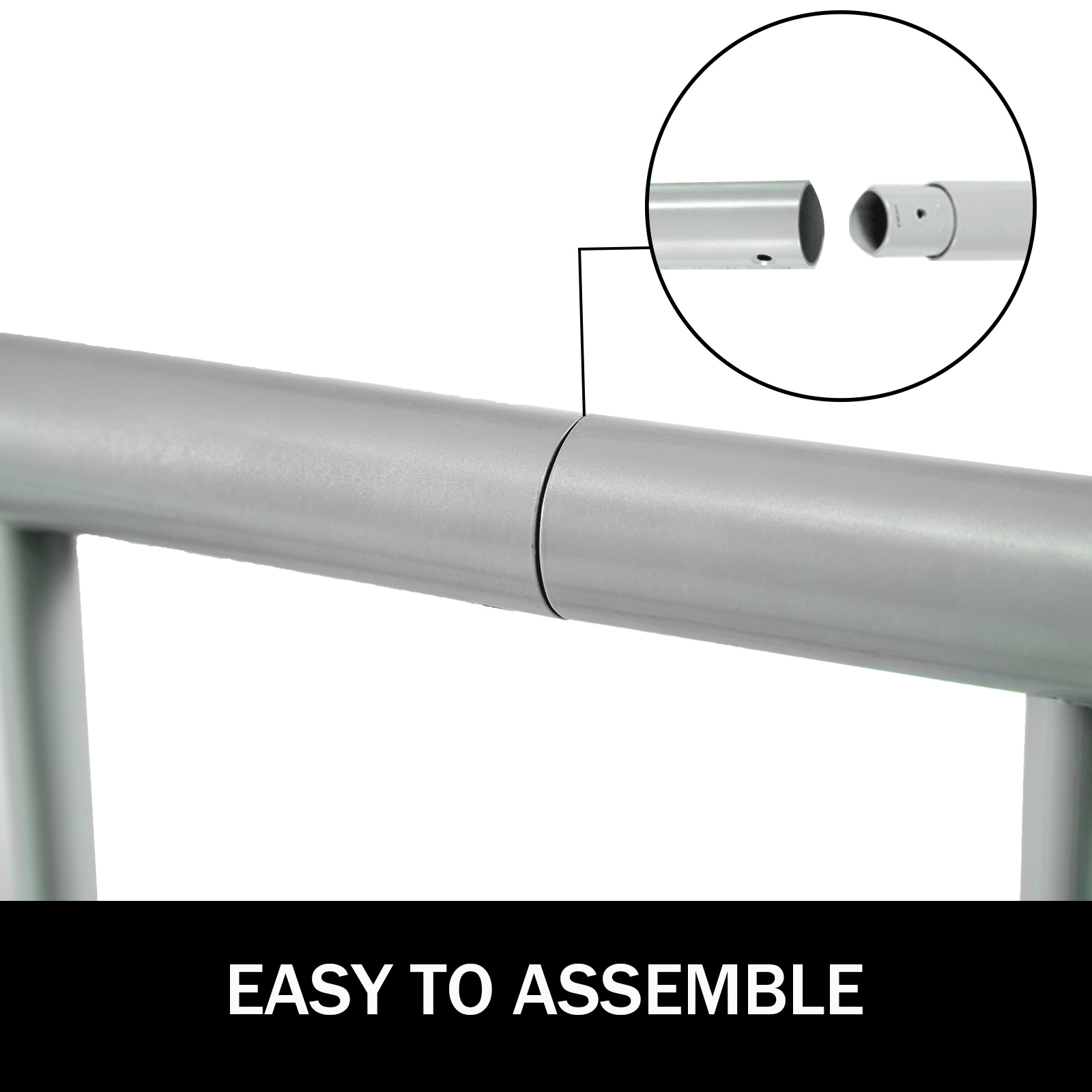 VEVOR bike rack easy-to-assemble silver frame close-up with connection detail.