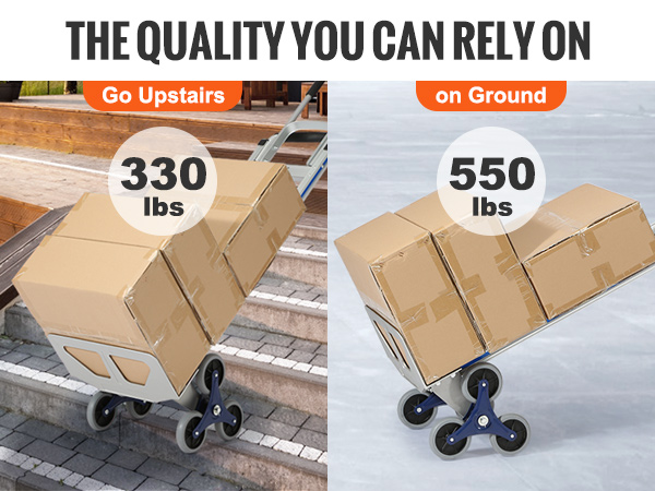 VEVOR laiptų alpinistinės krepšelį nešiojimo dėžės, remti 330 svarų laiptais ir 550 lbs ant žemės.