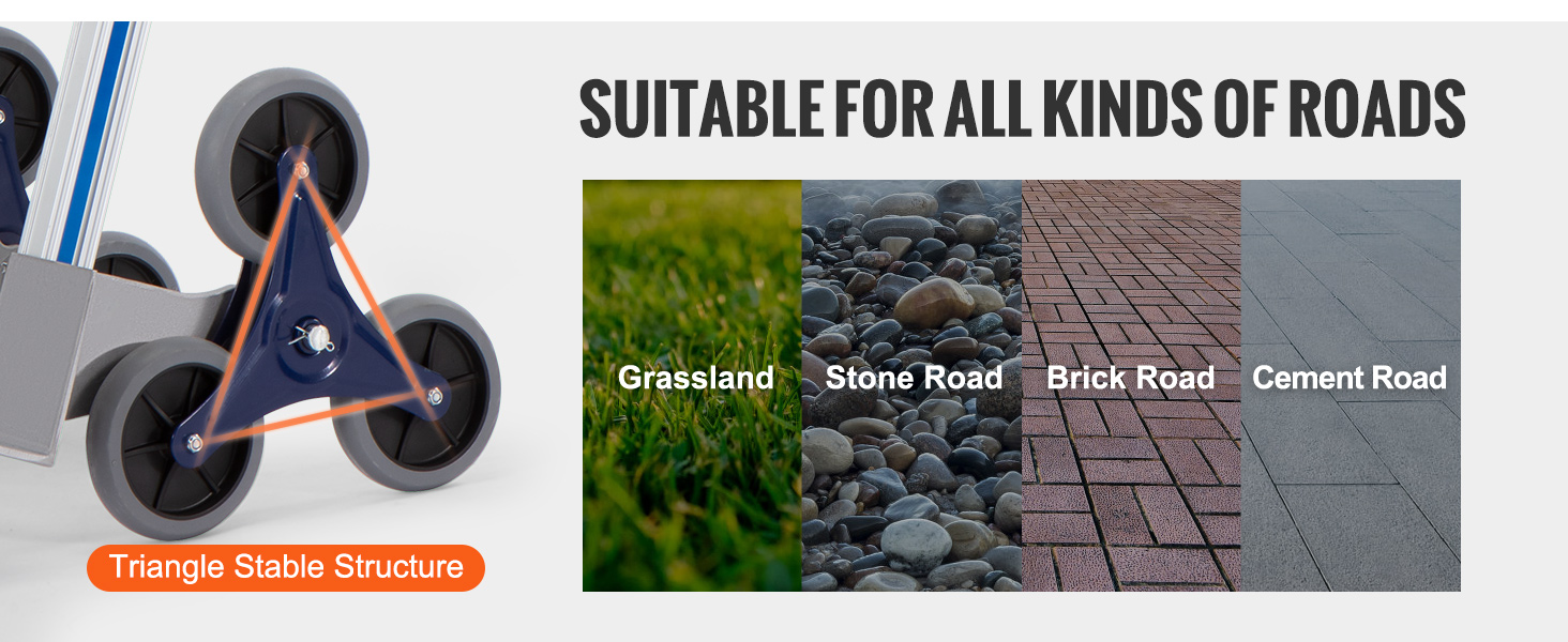 VEVOR laiptų alpinistinės krepšelį su trikampio struktūra, tinka pievų, akmens, plytų ir cemento keliai.