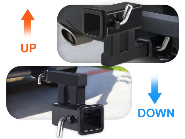 VEVOR hitch adapter for 1-1/4" hitch, 2" receiver, 6" length, 4" rise/drop, 6-1/2" extension length