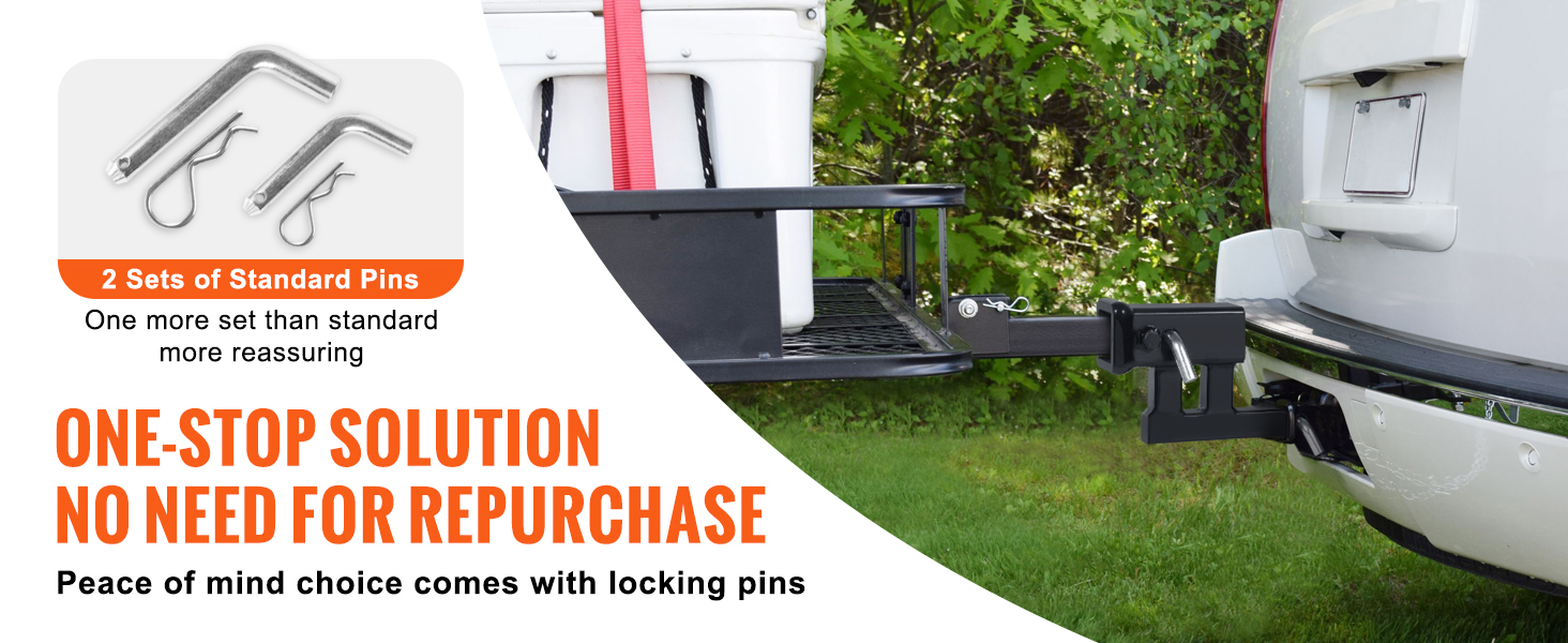 VEVOR hitch adapter with 2 sets of locking pins for secure attachment on a vehicle.