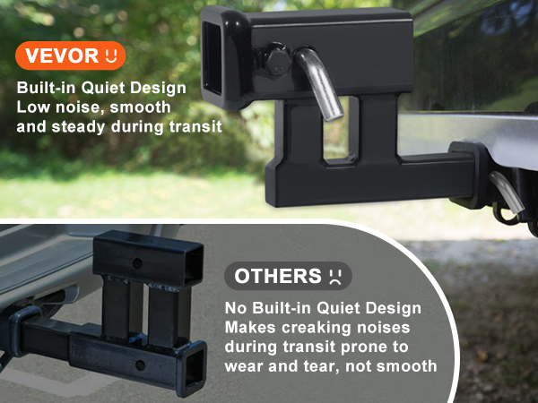 VEVOR hitch adapter with built-in quiet design for smooth, low-noise transit compared to others.