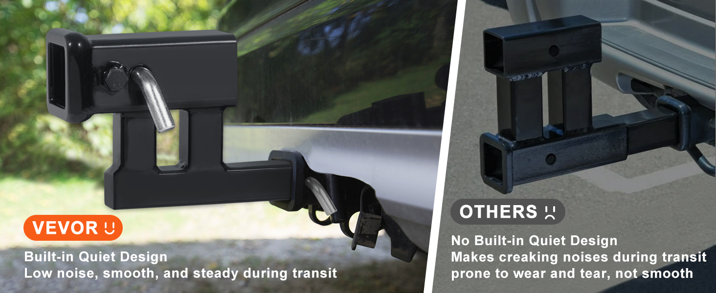 VEVOR hitch adapter with built-in quiet design for smooth, low-noise transit compared to others.