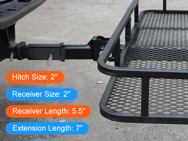 VEVOR trailer hitch extender for easy cargo space expansion, hitch size 2", receiver length 5.5".