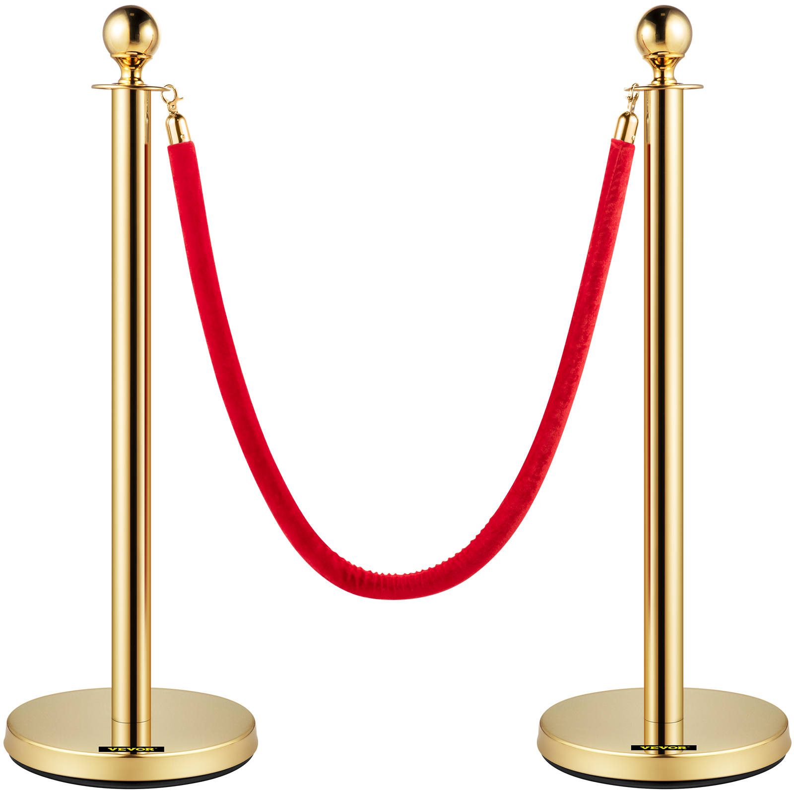 gold posts with red velvet rope, VEVOR velvet ropes and posts.