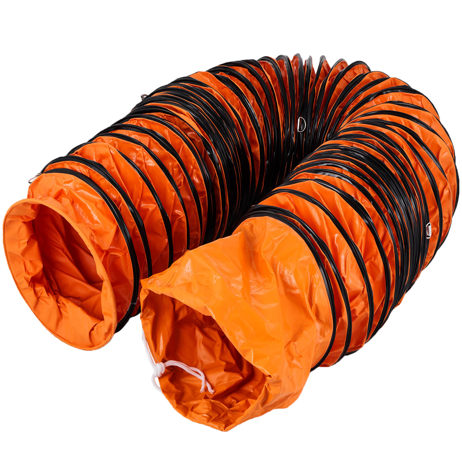 orange VEVOR ducting hose with black spiral reinforcement. durable and flexible.