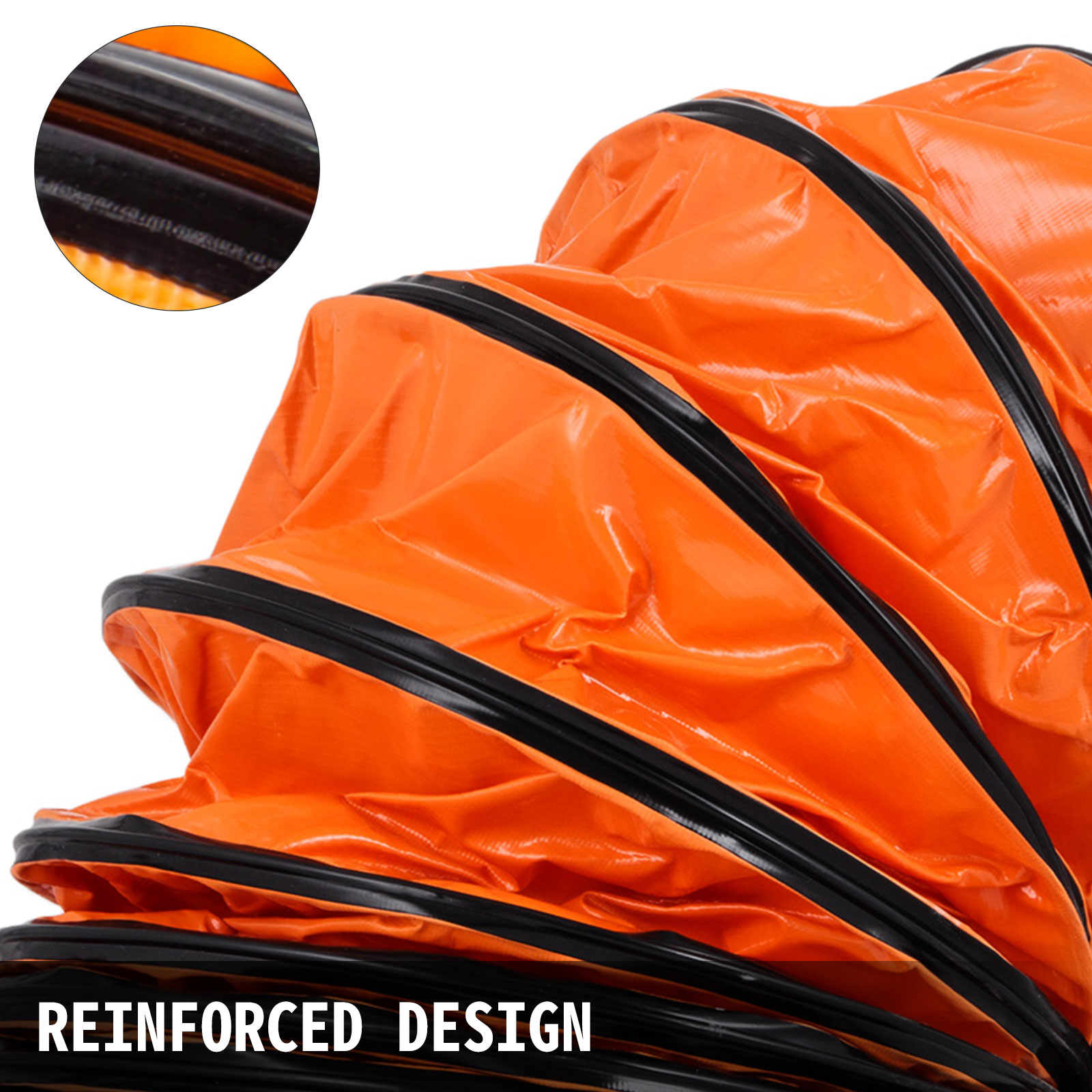 orange VEVOR ducting hose with reinforced black rings, promoting durability.
