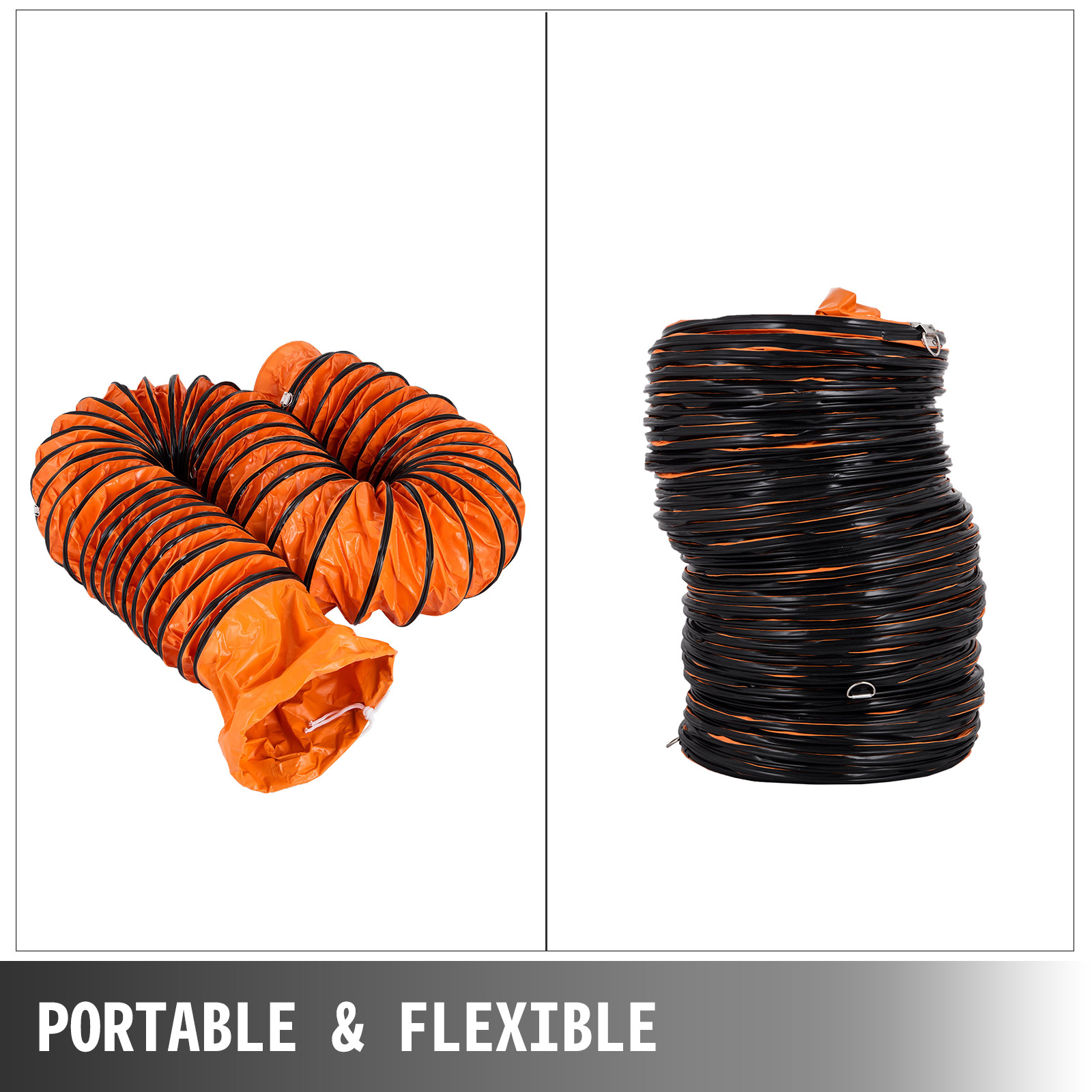 VEVOR ventilation hose, portable and flexible, in orange and black.