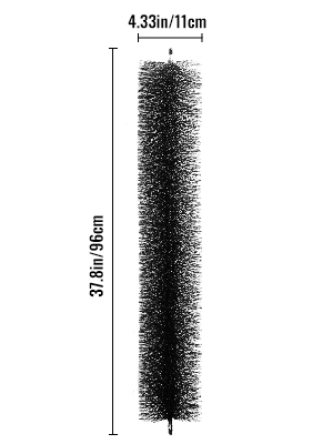 VEVOR gutter guard brush, 37.8in tall, 4.33in wide, black with bristles.