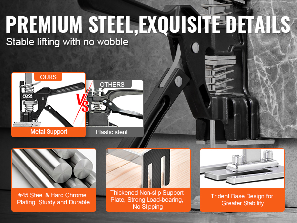 VEVOR labor saving arm jack with premium steel, non-slip support, and trident base for stable lifting.