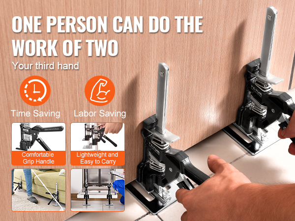 VEVOR labor saving arm jack in action, showing time-saving and labor-saving features.
