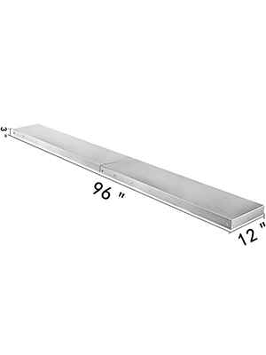 VEVOR concession shelf, 96 inches long and 12 inches wide, stainless steel.