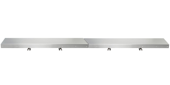 two stainless steel VEVOR concession shelves mounted on brackets against a white backdrop.