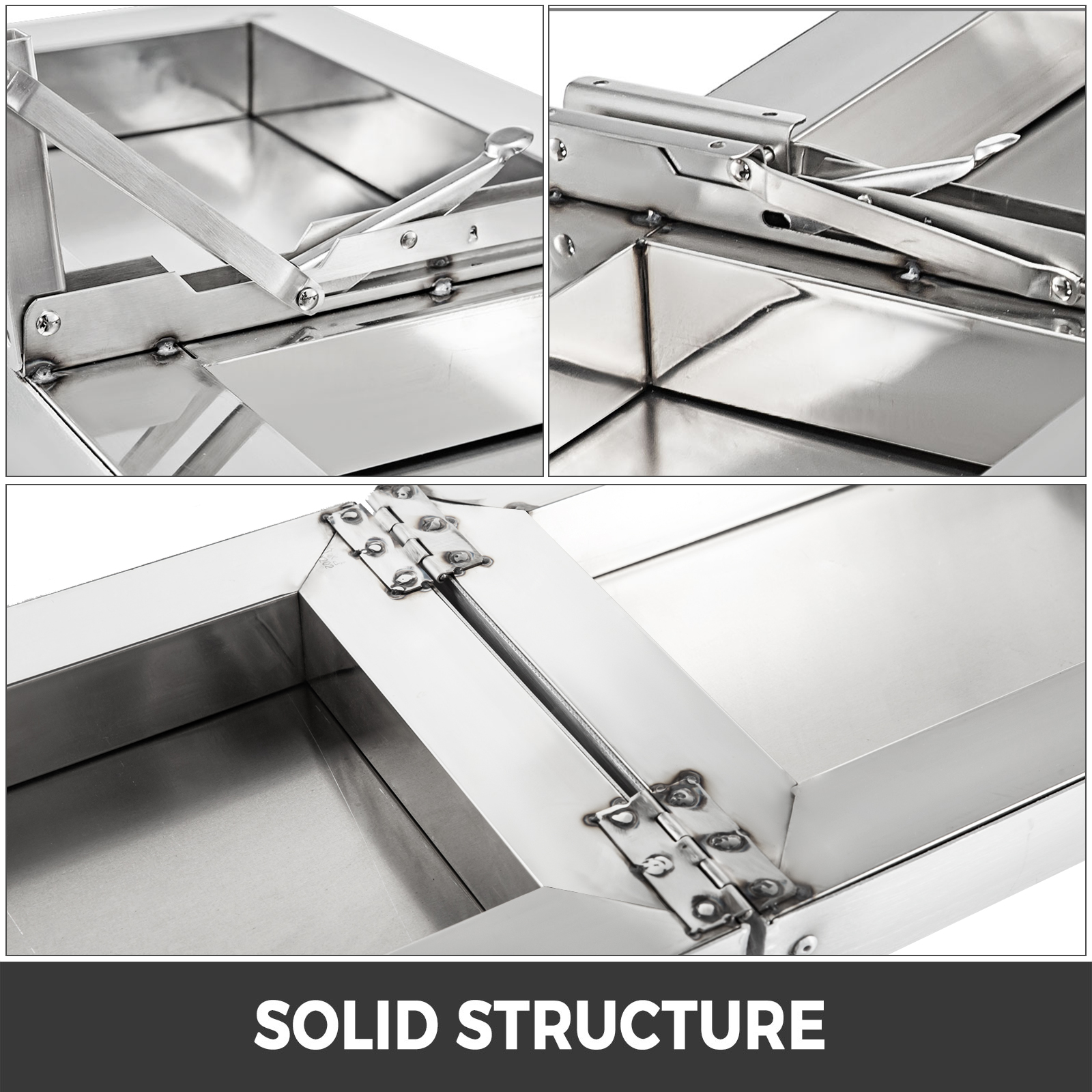 stainless steel VEVOR concession shelf with solid structure and durable hinges.