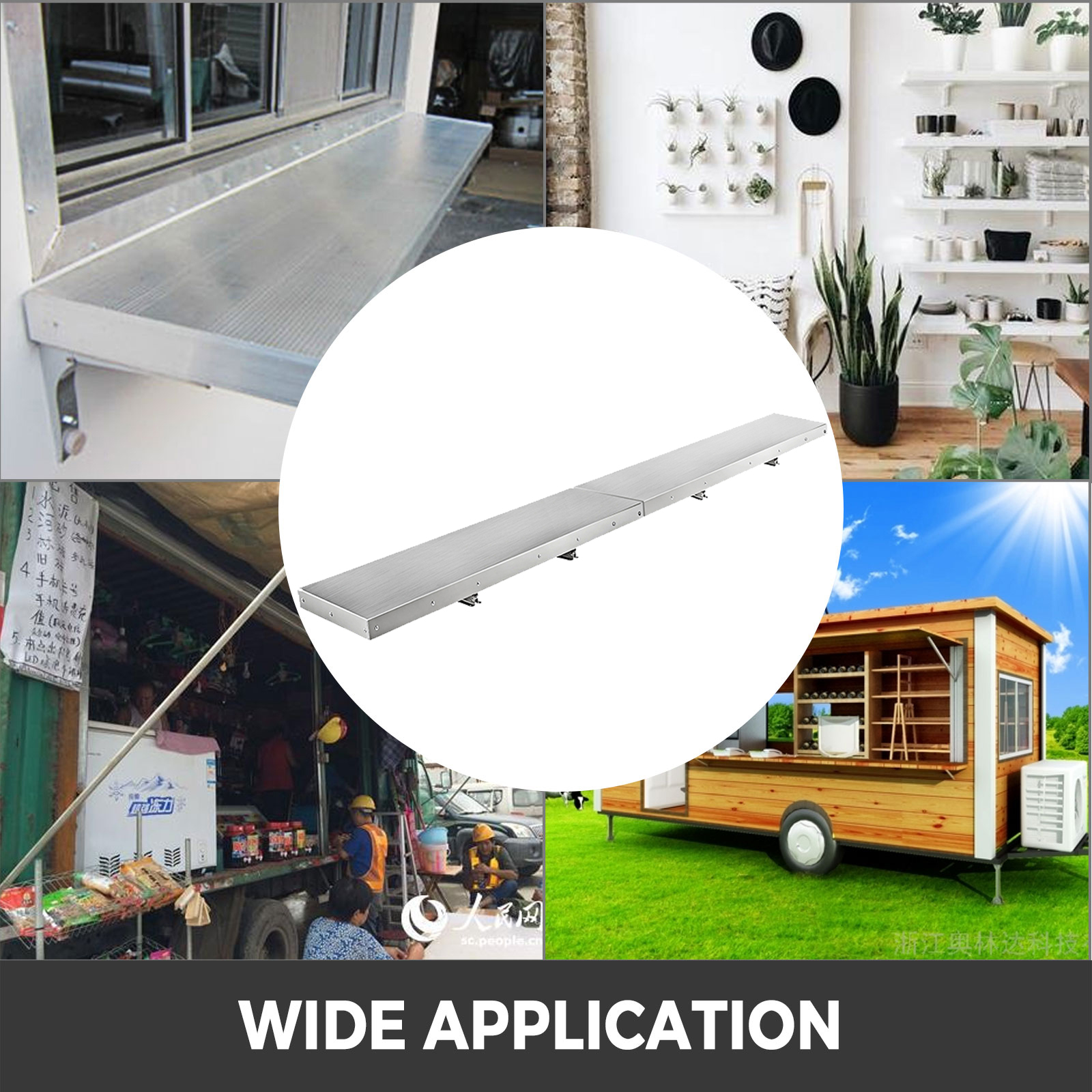 VEVOR concession shelf with wide applications, showcasing various installation ideas.