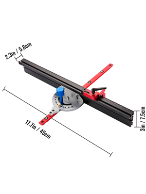 VEVOR precision miter gauge with adjustable fence and angle settings, 17.7in x 3in.