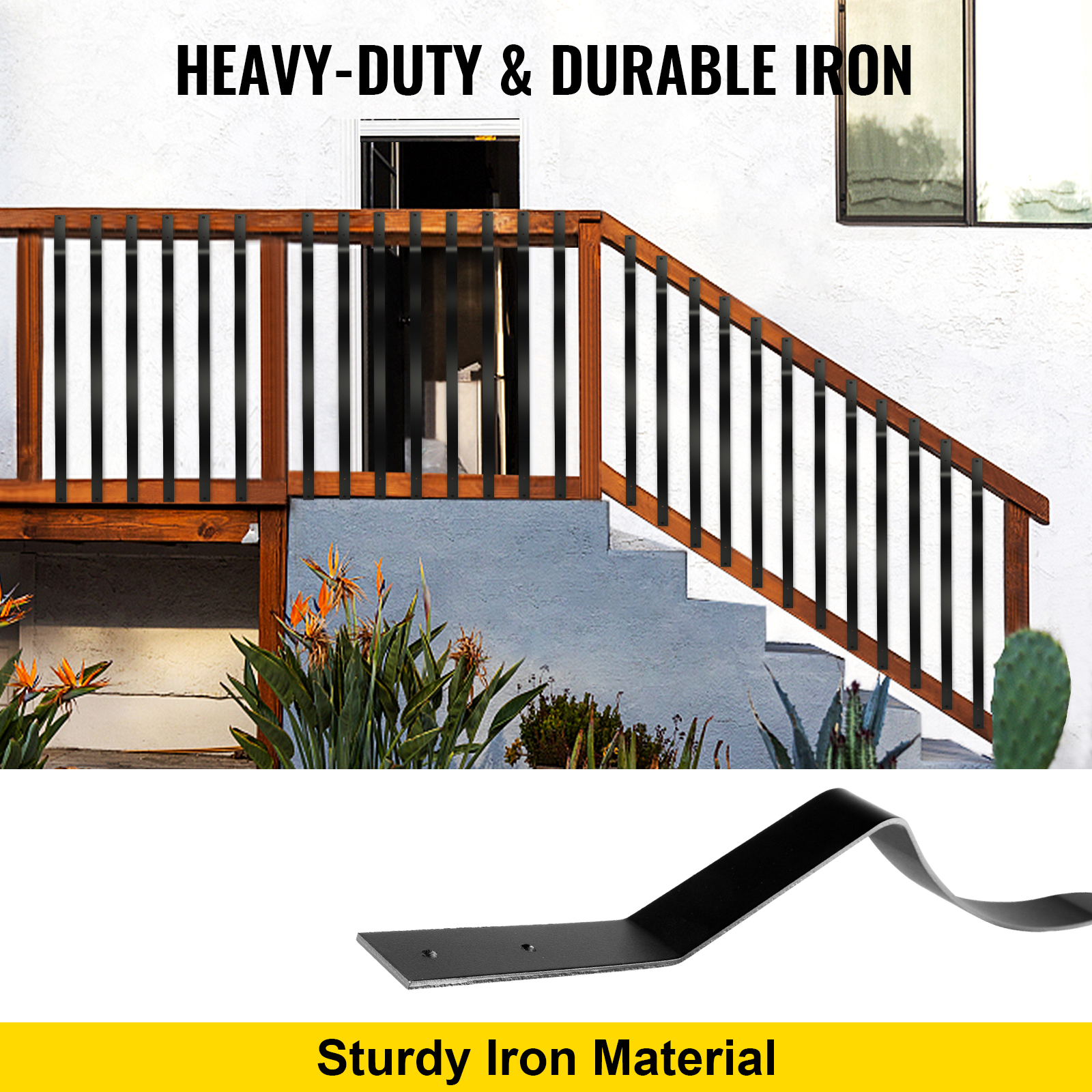 heavy-duty and durable VEVOR deck balusters made of sturdy iron material.